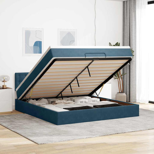 Struttura Letto Pouf con Materasso 160x200 cm in Velluto