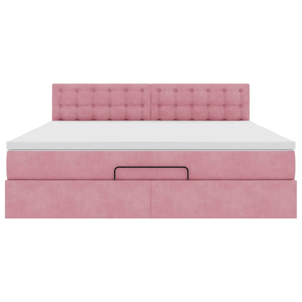 Struttura Letto Pouf con Materasso Rosa 180x200 cm in Velluto | homemem39