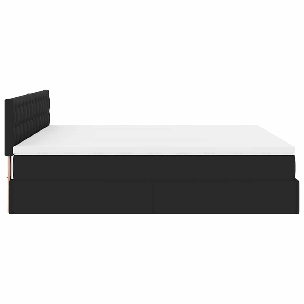 Struttura Letto Pouf con Materassi Nero 180x200 cm Similpelle | homemem39