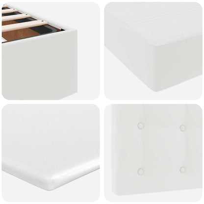 Struttura Letto Pouf con Materassi Bianco 180x200 cm Similpelle