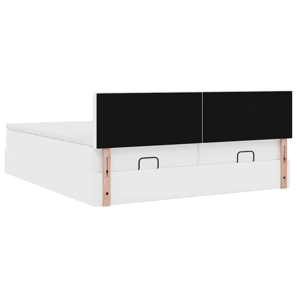 Struttura Letto Pouf con Materassi Bianco 180x200 cm Similpelle