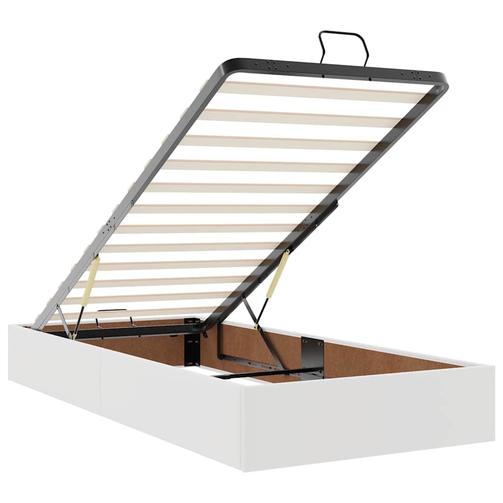 Struttura Letto Pouf con Materassi Bianco 180x200 cm Similpelle