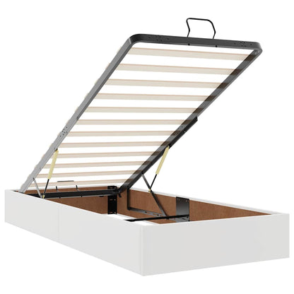 Struttura Letto Pouf con Materassi Bianco 180x200 cm Similpelle