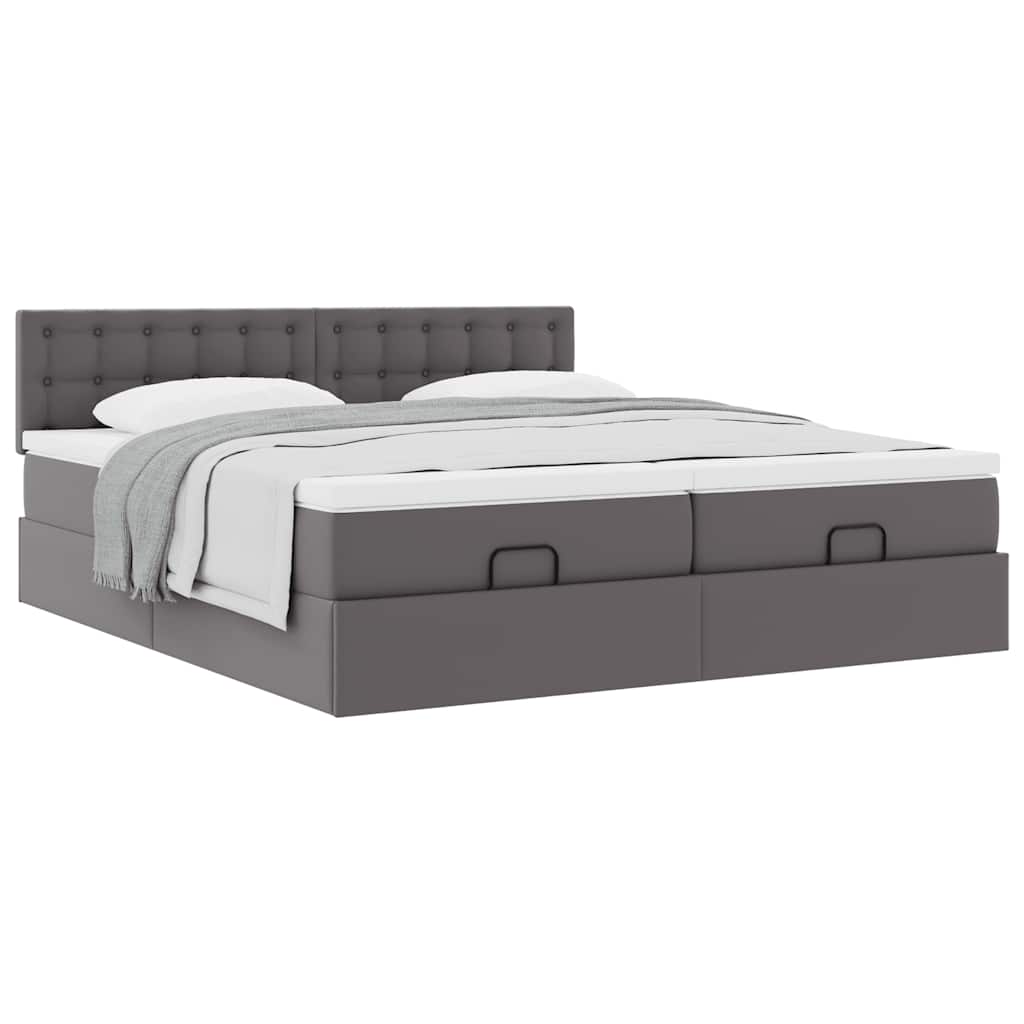Struttura Letto Pouf con Materassi Grigio 180x200 cm Similpelle | homemem39