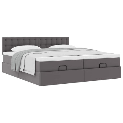 Struttura Letto Pouf con Materassi Grigio 180x200 cm Similpelle | homemem39