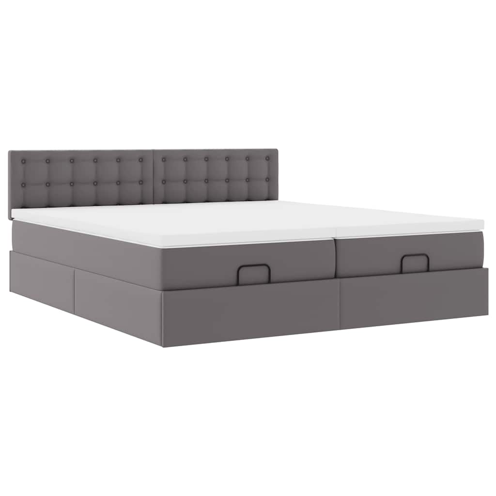 Struttura Letto Pouf con Materassi Grigio 180x200 cm Similpelle | homemem39