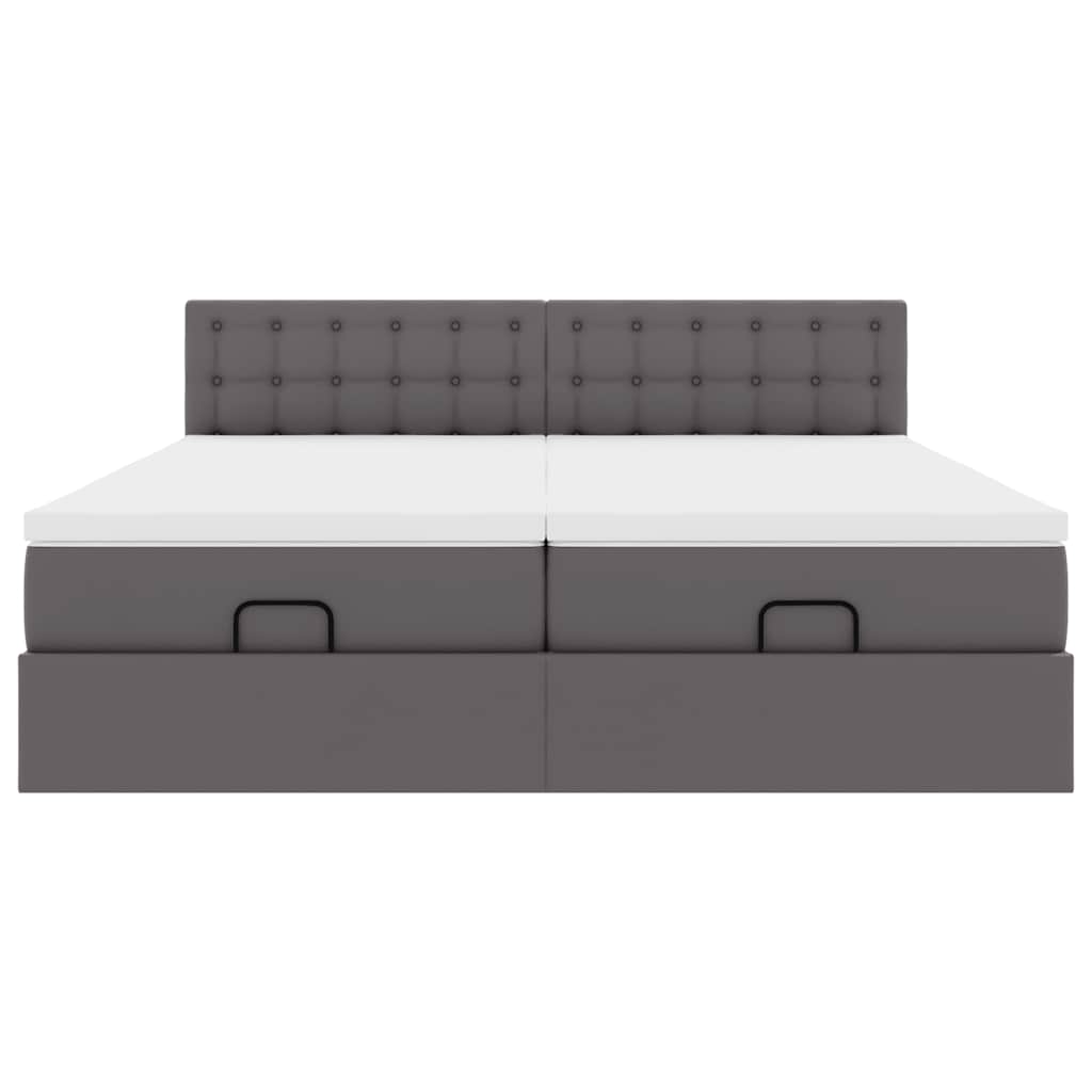 Struttura Letto Pouf con Materassi Grigio 180x200 cm Similpelle | homemem39