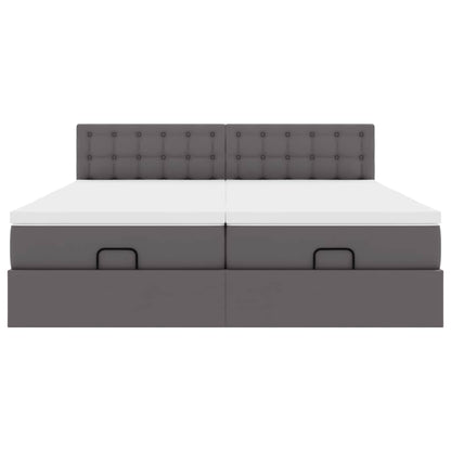 Struttura Letto Pouf con Materassi Grigio 180x200 cm Similpelle | homemem39
