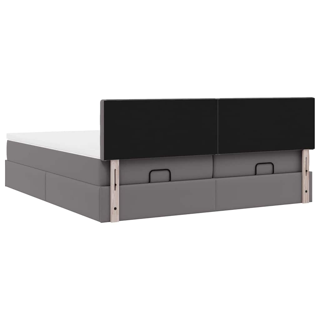 Struttura Letto Pouf con Materassi Grigio 180x200 cm Similpelle | homemem39