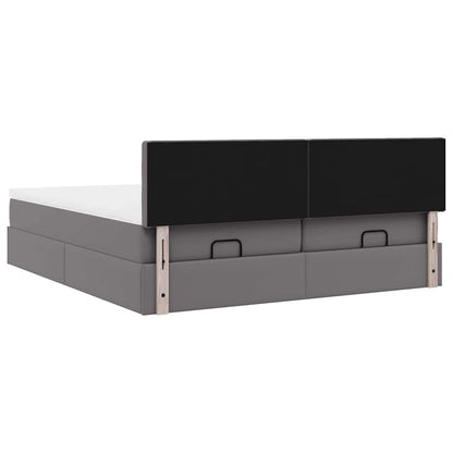 Struttura Letto Pouf con Materassi Grigio 180x200 cm Similpelle | homemem39