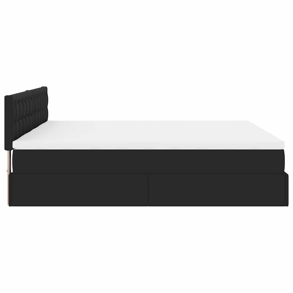 Struttura Letto Pouf con Materassi Nero 200x200 cm Similpelle