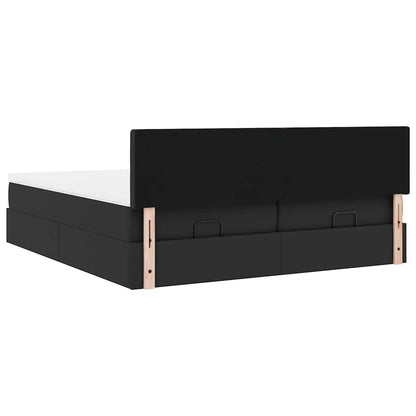 Struttura Letto Pouf con Materassi Nero 200x200 cm Similpelle | homemem39