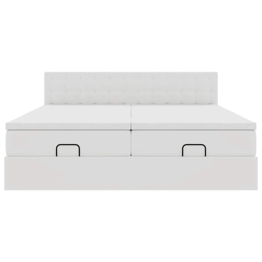 Struttura Letto Pouf con Materassi Bianco 200x200 cm Similpelle | homemem39