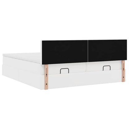 Struttura Letto Pouf con Materassi Bianco 200x200 cm Similpelle | homemem39