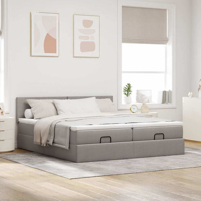 Struttura Letto Pouf con Materassi Tortora 180x200cm in Tessuto | homemem39