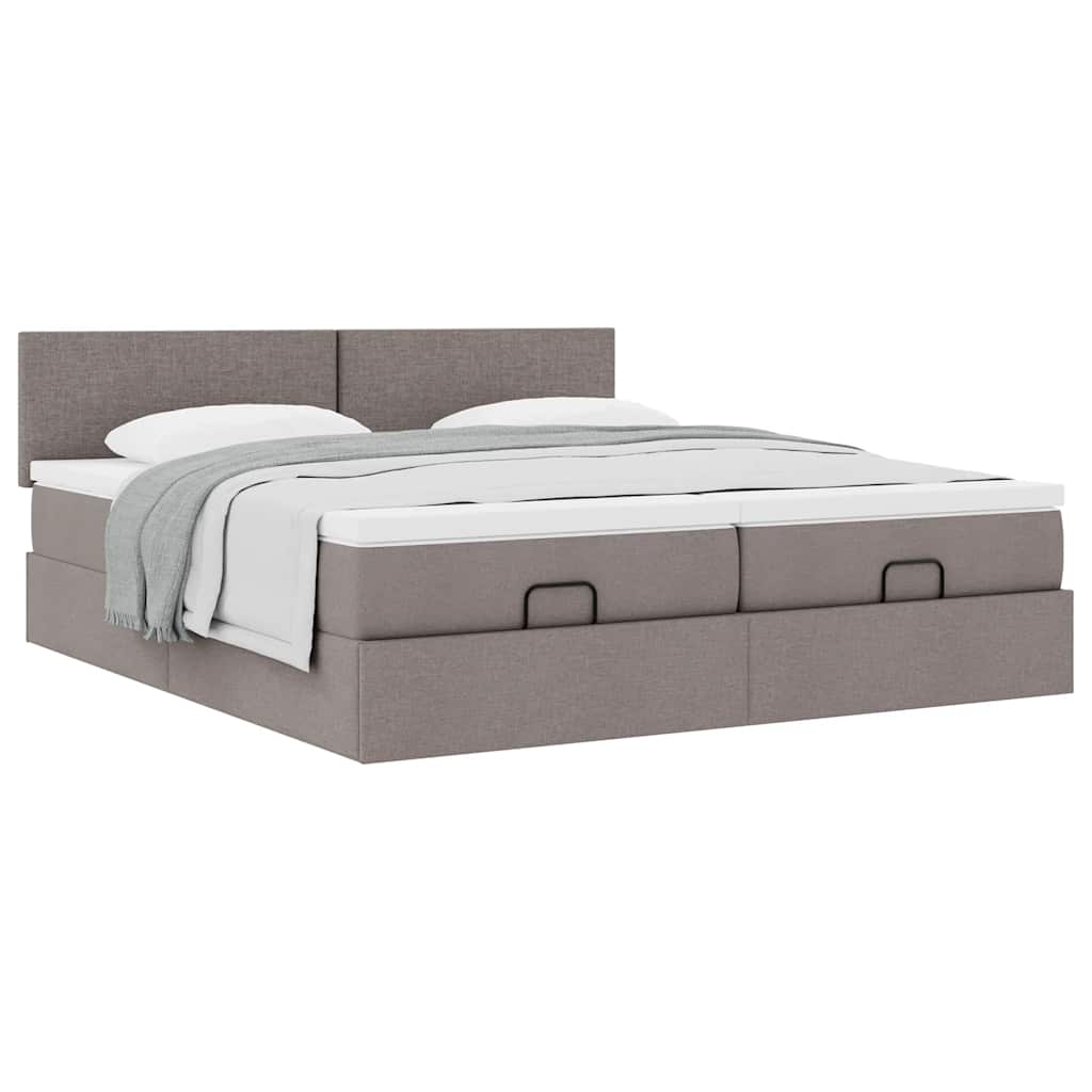 Struttura Letto Pouf con Materassi Tortora 180x200cm in Tessuto | homemem39