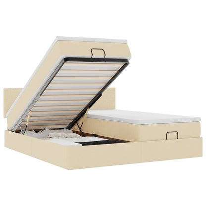 Struttura Letto Pouf con Materassi Crema 180x200 cm in Tessuto | homemem39