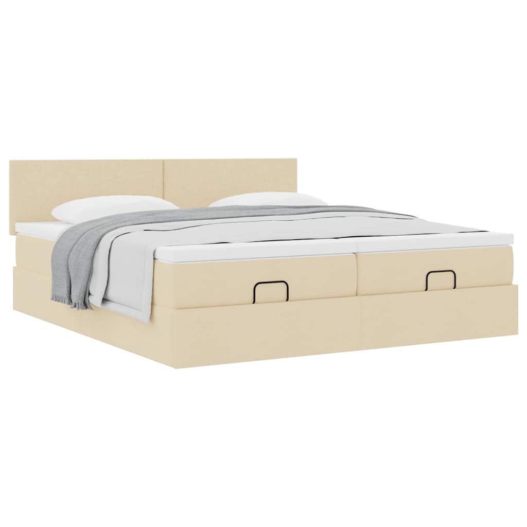 Struttura Letto Pouf con Materassi Crema 180x200 cm in Tessuto | homemem39