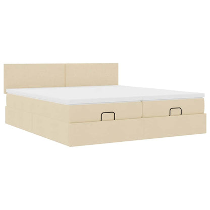 Struttura Letto Pouf con Materassi Crema 180x200 cm in Tessuto | homemem39