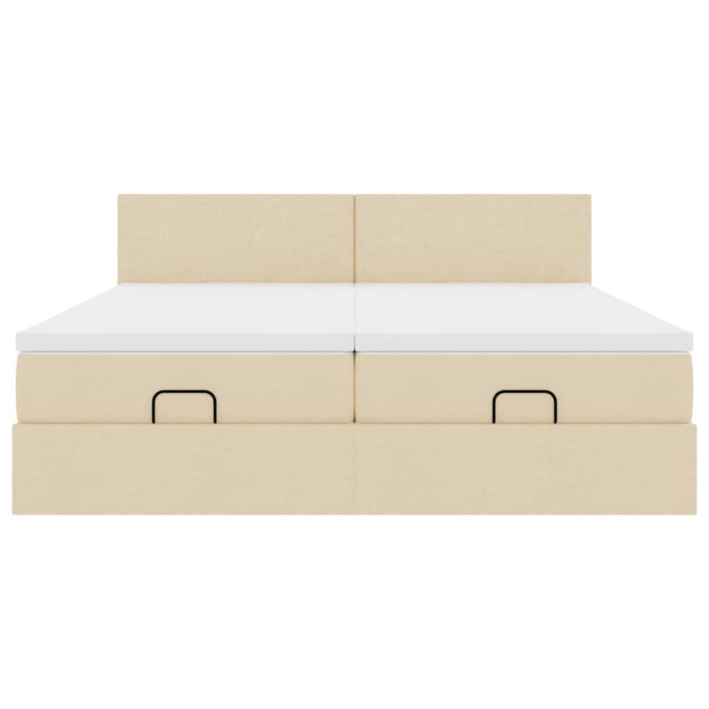 Struttura Letto Pouf con Materassi Crema 180x200 cm in Tessuto | homemem39