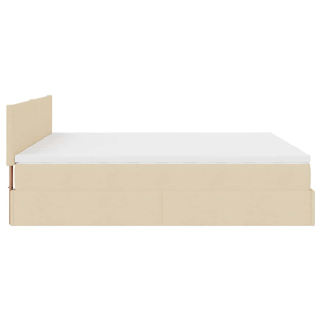 Struttura Letto Pouf con Materassi Crema 180x200 cm in Tessuto | homemem39