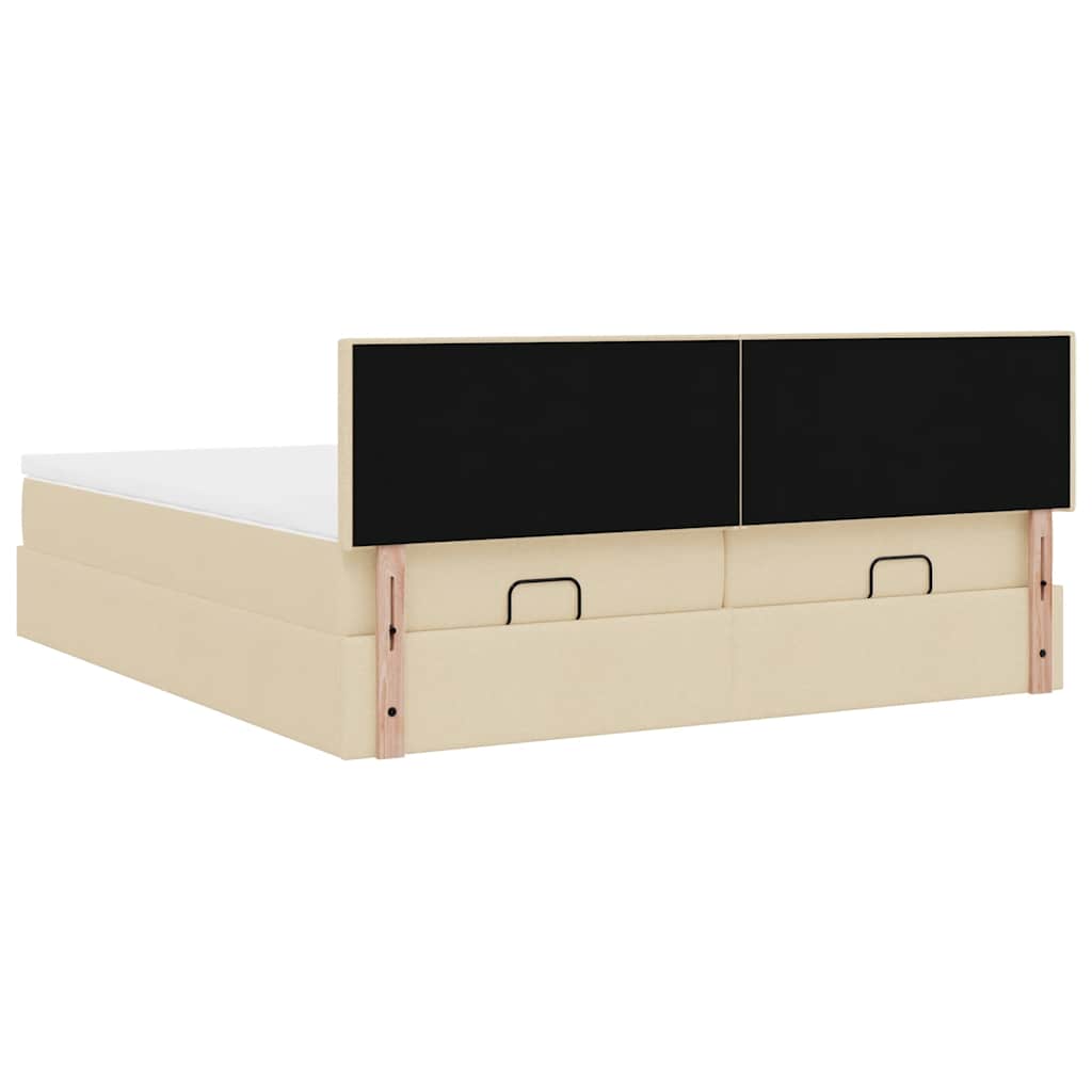 Struttura Letto Pouf con Materassi Crema 180x200 cm in Tessuto | homemem39