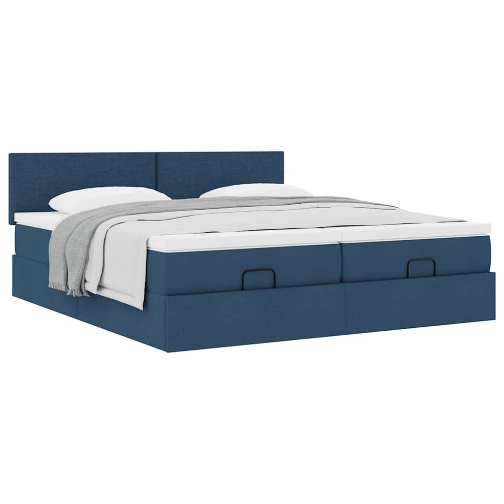 Struttura Letto Pouf con Materassi Blu 180x200cm in Tessuto | homemem39