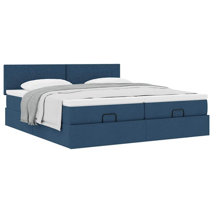 Struttura Letto Pouf con Materassi Blu 180x200cm in Tessuto | homemem39