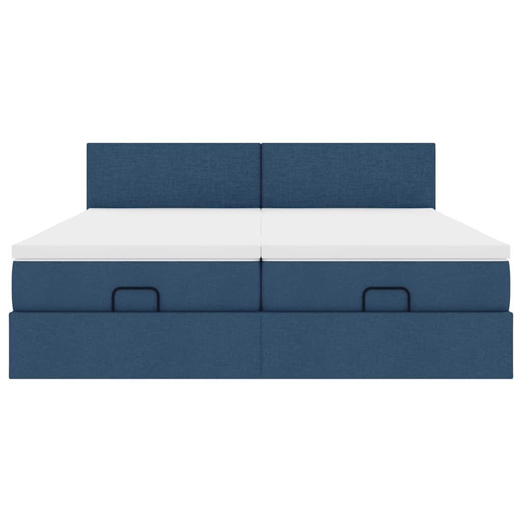 Struttura Letto Pouf con Materassi Blu 180x200cm in Tessuto | homemem39