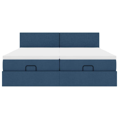 Struttura Letto Pouf con Materassi Blu 180x200cm in Tessuto | homemem39
