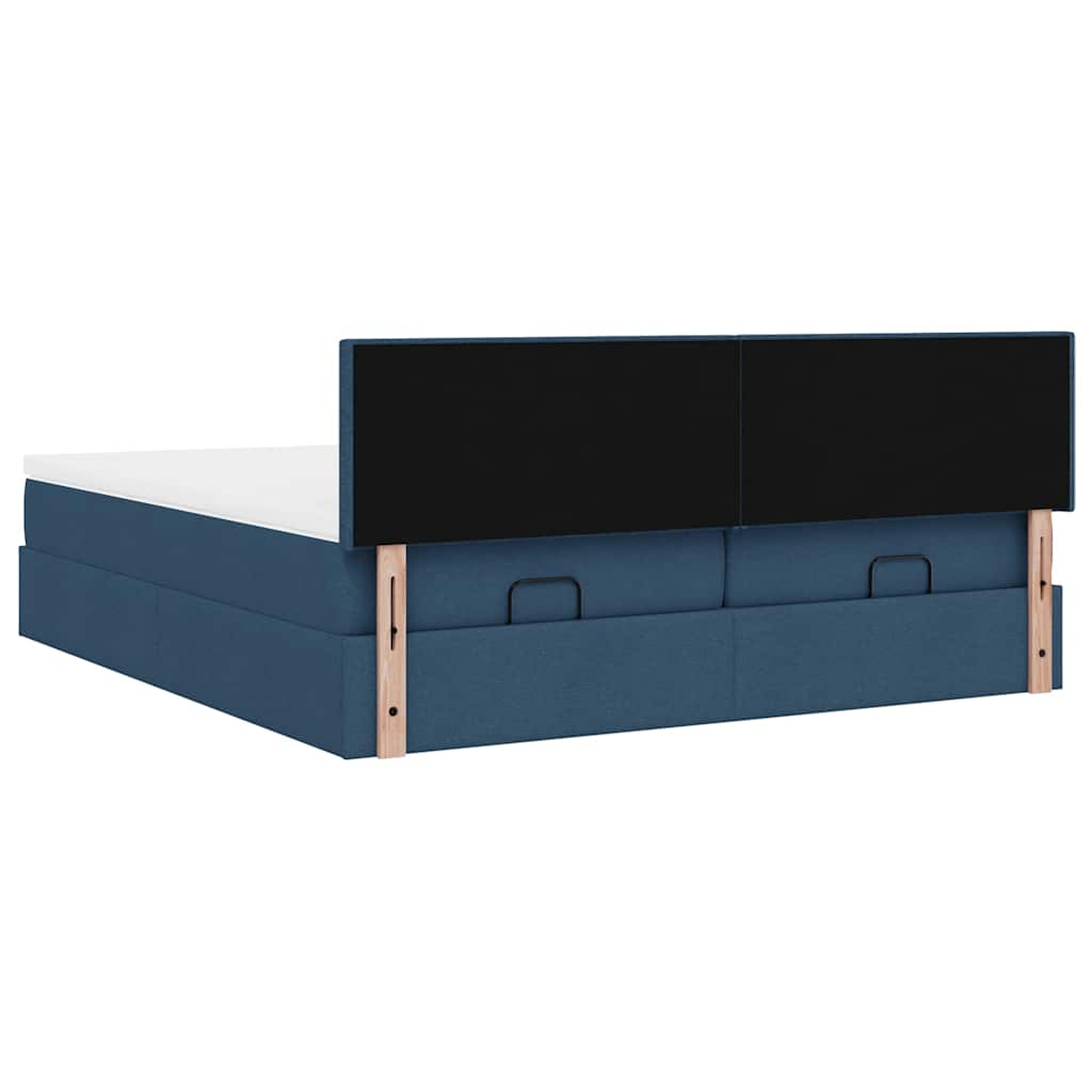 Struttura Letto Pouf con Materassi Blu 180x200cm in Tessuto | homemem39
