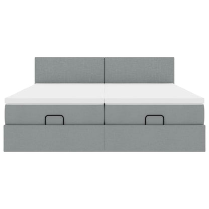 Struttura Letto Pouf con Materassi 200x200 cm in Tessuto - homemem39