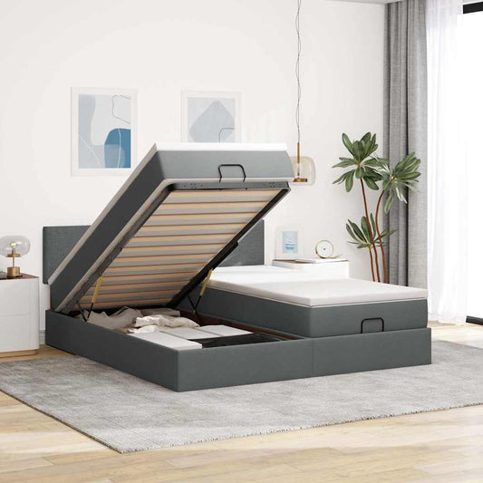 Struttura Letto Pouf con Materassi 200x200 cm in Tessuto