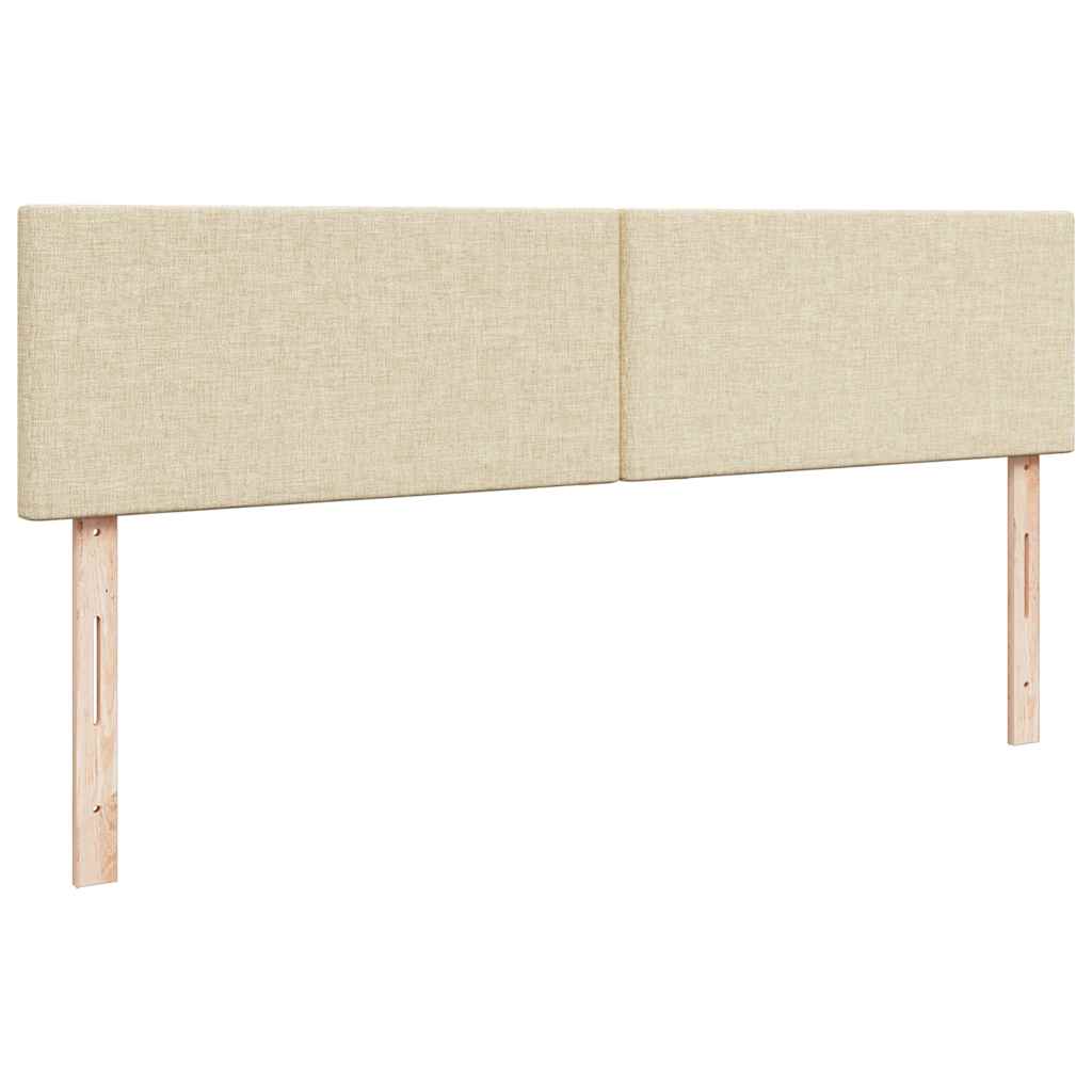 Struttura Letto Pouf con Materassi Crema 200x200 cm in Tessuto