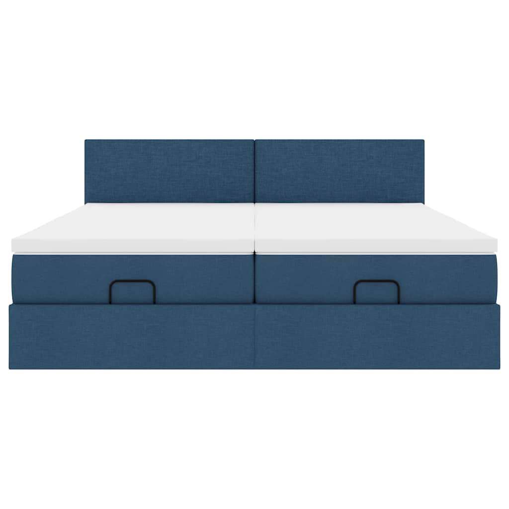 Struttura Letto Pouf con Materassi Blu 200x200 cm in Tessuto | homemem39