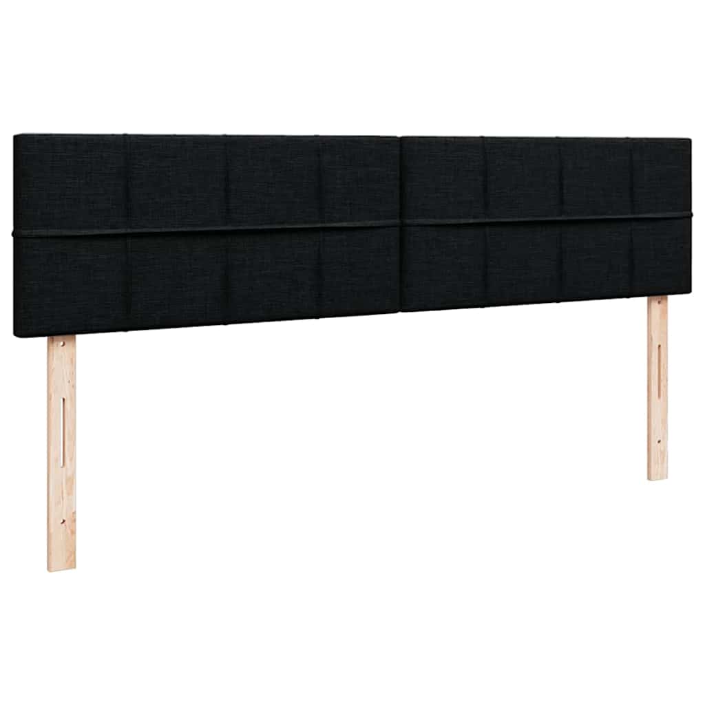 Struttura Letto Pouf con Materassi Nero 160x200 cm in Tessuto