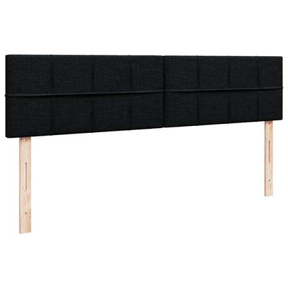 Struttura Letto Pouf con Materassi Nero 160x200 cm in Tessuto