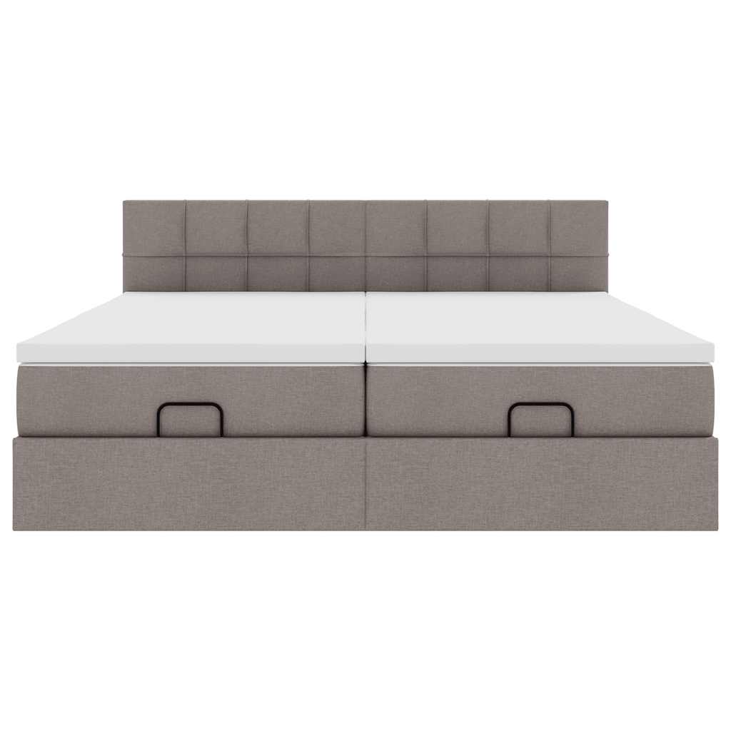 Struttura Letto Pouf con Materassi Tortora 160x200cm in Tessuto | homemem39