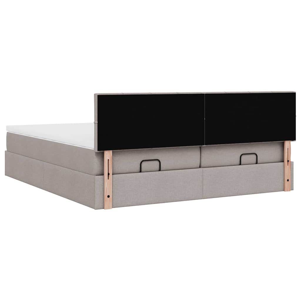 Struttura Letto Pouf con Materassi Tortora 160x200cm in Tessuto