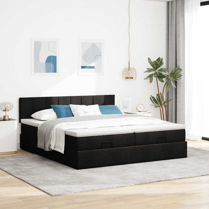 Struttura Letto Pouf con Materassi Nero 180x200 cm in Tessuto | homemem39