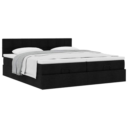 Struttura Letto Pouf con Materassi Nero 180x200 cm in Tessuto | homemem39