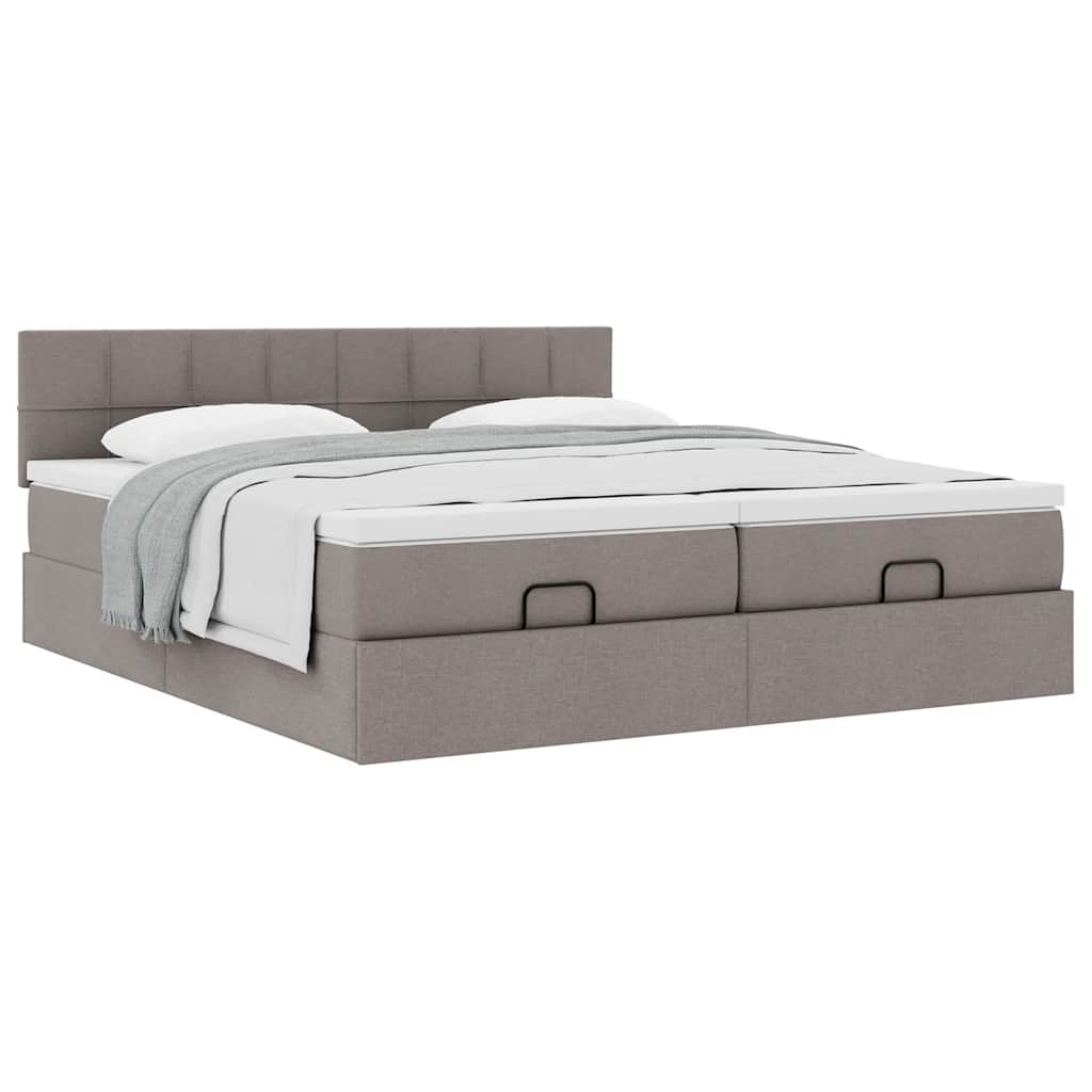 Struttura Letto Pouf con Materassi Tortora 180x200cm in Tessuto | homemem39