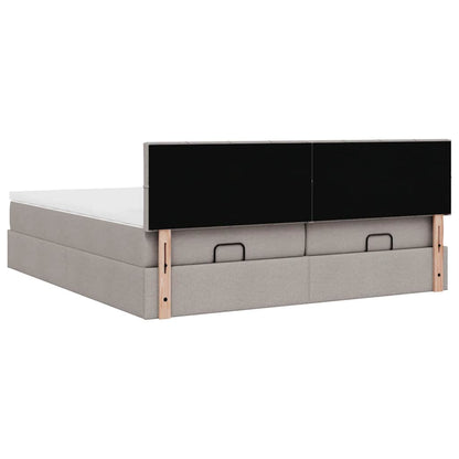 Struttura Letto Pouf con Materassi Tortora 180x200cm in Tessuto