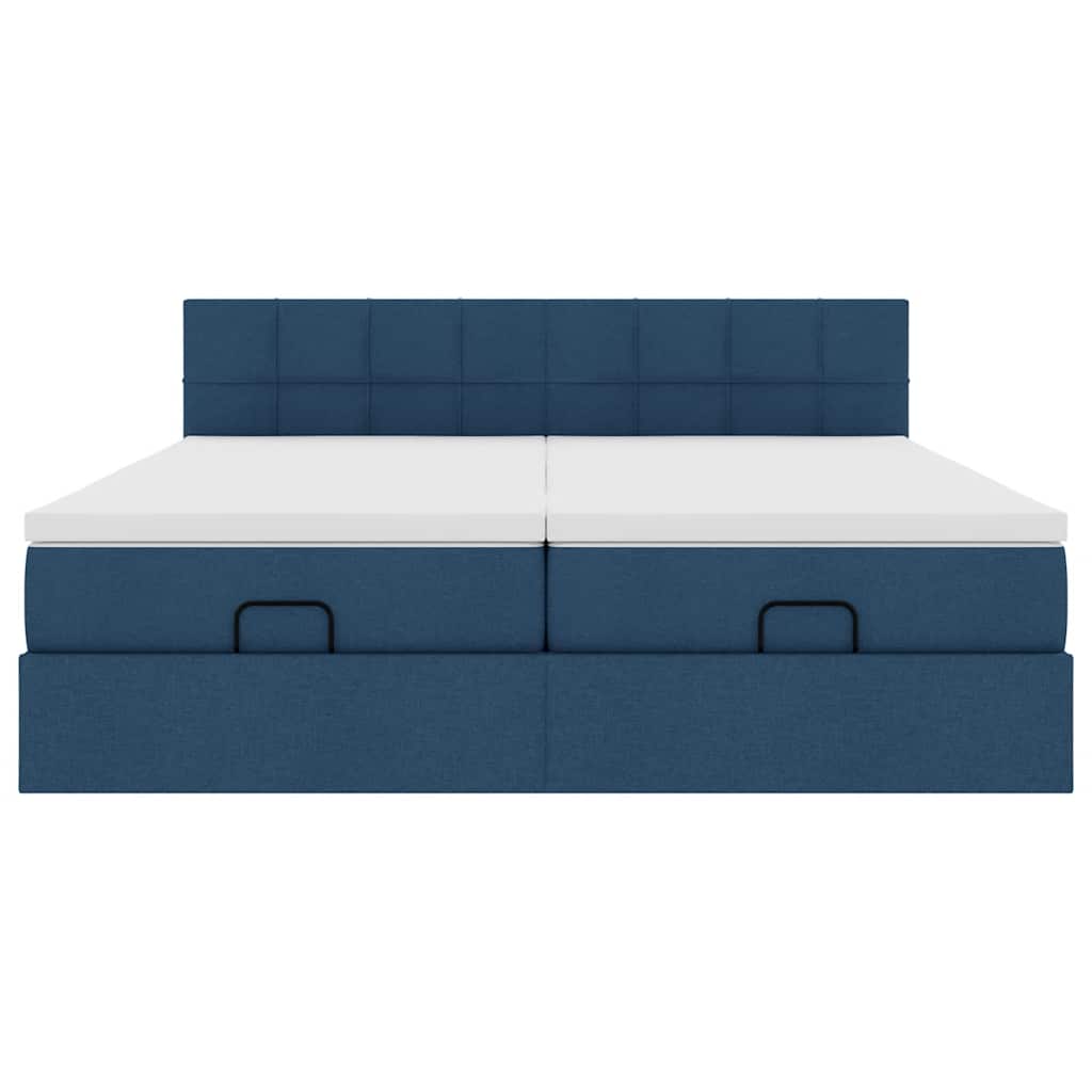 Struttura Letto Pouf con Materassi Blu 180x200cm in Tessuto | homemem39