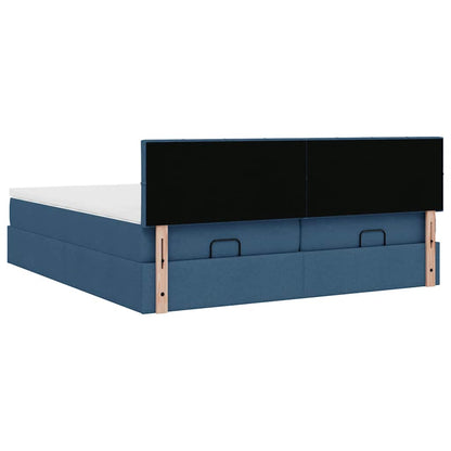 Struttura Letto Pouf con Materassi Blu 180x200cm in Tessuto | homemem39