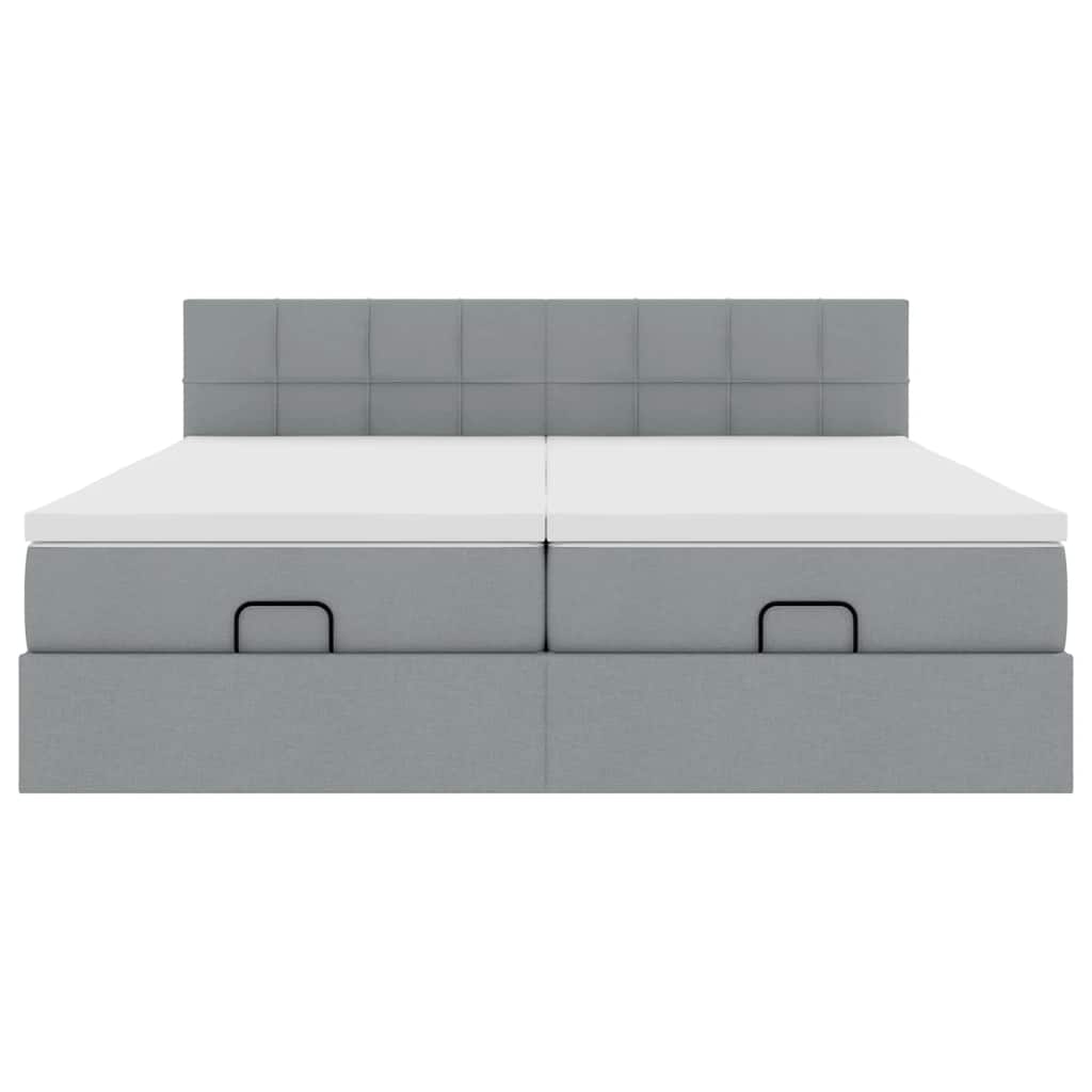 Struttura Letto Pouf con Materassi 200x200 cm in Tessuto - homemem39