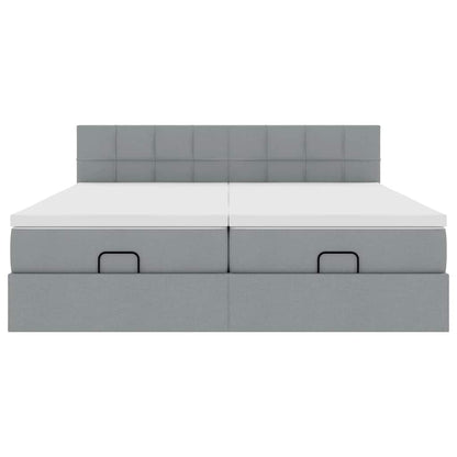 Struttura Letto Pouf con Materassi 200x200 cm in Tessuto - homemem39