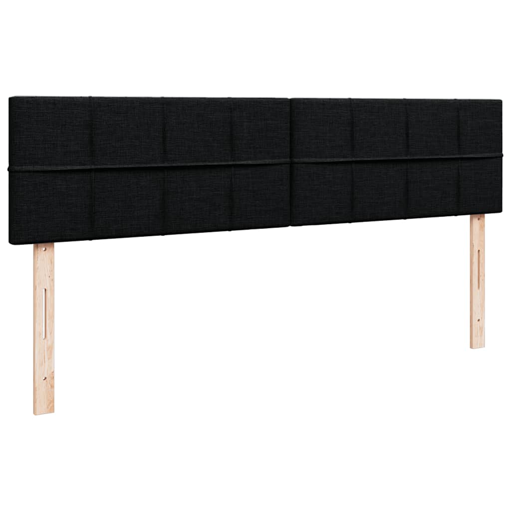 Struttura Letto Pouf con Materassi Nero 200x200 cm in Tessuto
