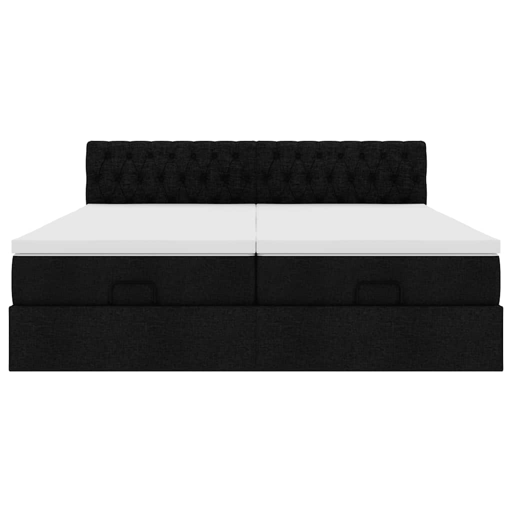 Struttura Letto Pouf con Materassi Nero 160x200 cm in Tessuto | homemem39