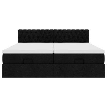 Struttura Letto Pouf con Materassi Nero 160x200 cm in Tessuto | homemem39